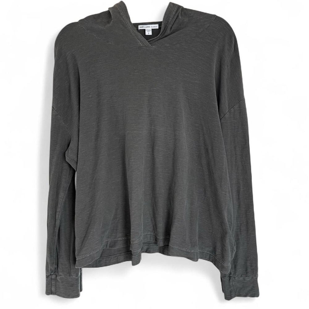 James Perse Charcoal Hooded Top Sz 3 medium large